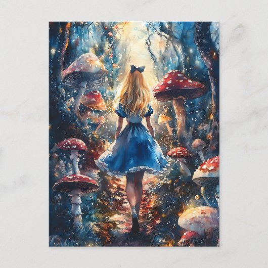 Watercolor Alice in Wonderland Briefkaart (Voorkant)