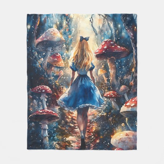 Watercolor Alice in Wonderland Fleece Deken (Voorkant)