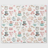 Watercolor Alice-patroon Cadeaupapier (Vlak)