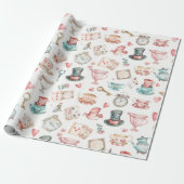Watercolor Alice-patroon Cadeaupapier (Uitgerold)