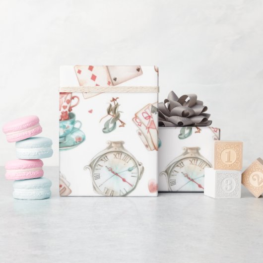 Watercolor Alice Pattern Cadeaupapier (Baby Shower)