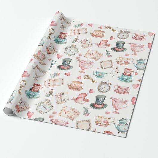 Watercolor Alice Pattern  Cadeaupapier (Uitgerold)