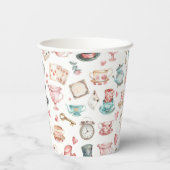 Watercolor Alice Pattern  Papieren Bekers (Achterkant)