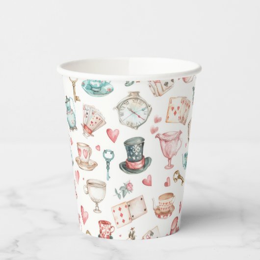 Watercolor Alice Pattern Papieren Bekers (Links)
