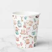 Watercolor Alice Pattern  Papieren Bekers (Rechts)