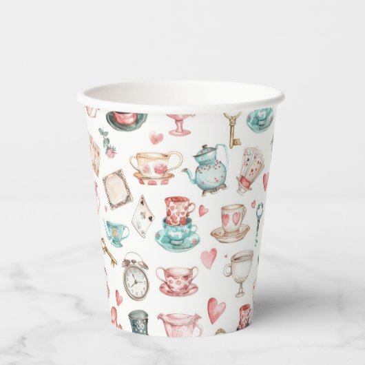 Watercolor Alice Pattern Papieren Bekers (Voorkant)