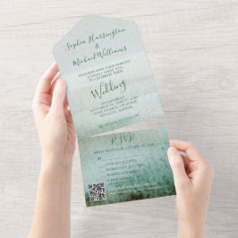 Watercolor All in One Wedding Invite Casual Blues Uitnodiging
