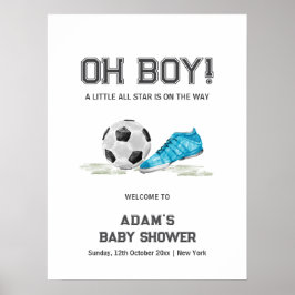 Watercolor All Star Soccer Baby Shower Welcome Poster