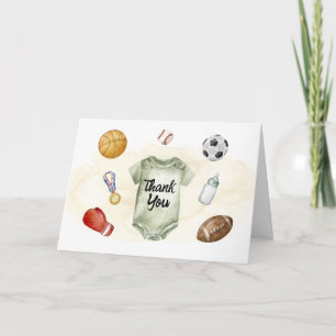 Watercolor All Star Sportsshirtje Baby Shower Bedankkaart