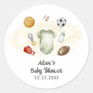 Watercolor All Star Sportsshirtje voor babyfeestje Ronde Sticker