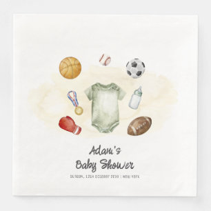 Watercolor All Star Sportsshirtje voor babyfeestje Servet