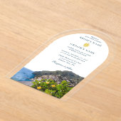 Watercolor Amalfi Coast Arch Italy Lemons Wedding Acryl Uitnodigingen (Laagn)