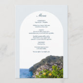 Watercolor Amalfi Coast Arch Italy Lemons Wedding Menu (Voorkant)