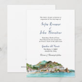 Watercolor Amalfi-kust Italië Silhouette bruiloft Kaart (Voorkant / Achterkant)