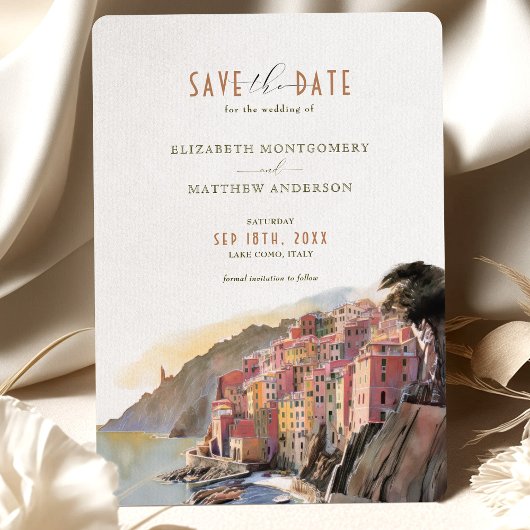Watercolor Amalfi Kust Trouwkaart Save The Date Ka Kaart