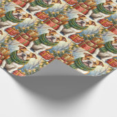 Watercolor American Bulldog Christmas Holiday Cadeaupapier (Hoek)