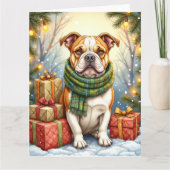 Watercolor American Bulldog Christmas Holiday Kaart (Voorkant)
