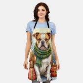 Watercolor American Bulldog Christmas Holiday Schort (Gedragen)