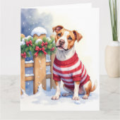 Watercolor American Pit Bull Terrier Festive Kaart (Voorkant)