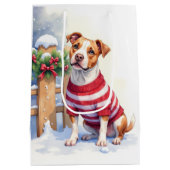 Watercolor American Pit Bull Terrier Festive Medium Cadeauzakje (Achterkant)