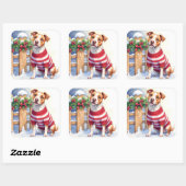 Watercolor American Pit Bull Terrier Festive Vierkante Sticker (Vel)