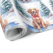 Watercolor American Water Spaniel Frozen Pond Cadeaupapier (Rol Hoek)