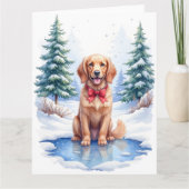 Watercolor American Water Spaniel Frozen Pond Kaart (Voorkant)