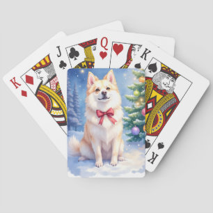 Watercolor Amerikaanse Eskimo-hond Glinsterende Ke Pokerkaarten