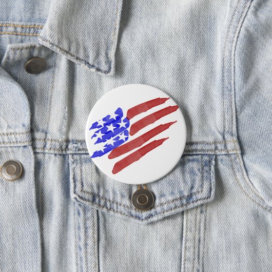 Watercolor Amerikaanse Vlag Onafhankelijkheidsdag Ronde Button 7,6 Cm (In situ)