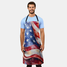 Watercolor Amerikaanse Vlag Patriotische Schort