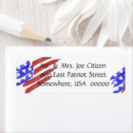 Watercolor Amerikaanse Vlag Retouradres Label