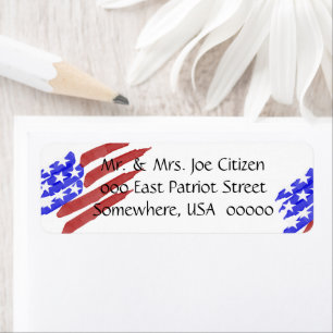Watercolor Amerikaanse Vlag Retouradres Label
