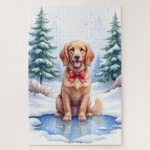 Watercolor Amerikaanse Waterspaniel Bevroren Vijve Legpuzzel