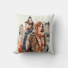 Watercolor Amour in Parijs Kussenhoes Kussen