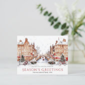 Watercolor Amsterdam Nederland Reizen Kerstmis Feestdagenkaart (Staand voorkant)