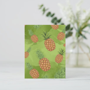 Watercolor ananas patroon 4 feestdagenkaart