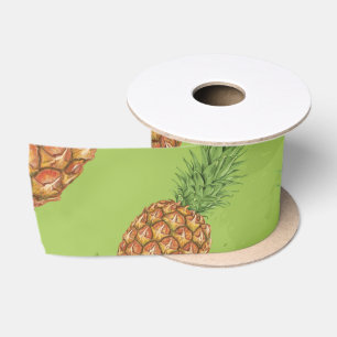 Watercolor ananas patroon 4 satijnen lint