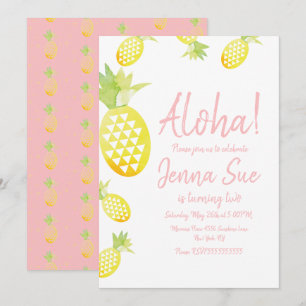Watercolor Ananas Verjaardagsfeestje Elke Leeftijd Kaart