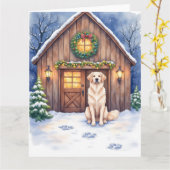 Watercolor Anatolian Shepherd Dog Rustic Barn Kaart (Gele Bloem)