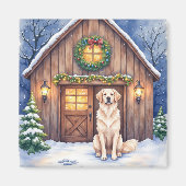Watercolor Anatolian Shepherd Dog Rustic Barn Magneet (Voorkant)