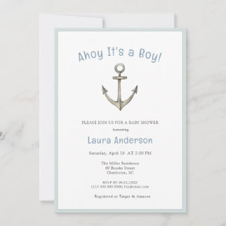 Watercolor Anchor Nautical Baby boy Baby shower  Kaart