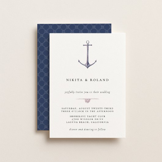 Watercolor Anchor Nautical Wedding Invitation Aankondiging