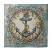 Watercolor Anchor, Rope & Compass Rose ID1203 Tegeltje (Voorkant)