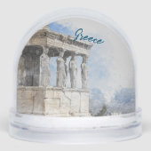 Watercolor Ancient Ruins in Athens Greece  Sneeuwbol (Voorkant)