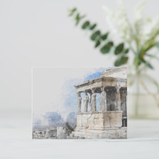 Watercolor Ancient Sites ruins in Athens, Greece Briefkaart