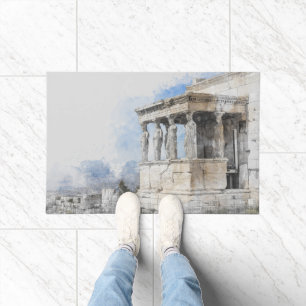 Watercolor Ancient Sites ruins in Athens, Greece Deurmat