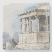 Watercolor Ancient Sites ruins in Athens, Greece Stenen Onderzetter (Voorkant)