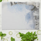 Watercolor Ancient Sites ruins in Athens, Greece Theedoek (Gevouwen)