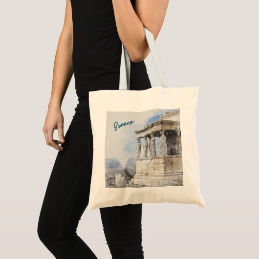 Watercolor Ancient Sites ruins in Athens, Greece Tote Bag (Voorkant (product))