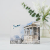 Watercolor Ancient Sites ruins in Athens, Greece Uitnodiging Briefkaart (Staand voorkant)